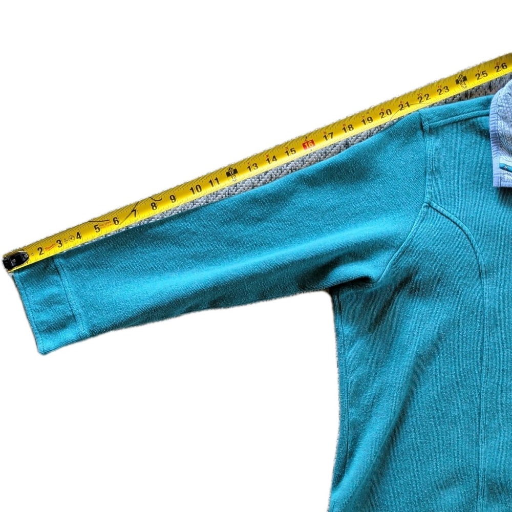 Vintage 90s Orvis Made in USA 100% Cotton Quarter-Zip Sweater Light Blue Cottage - Picture 6 of 10